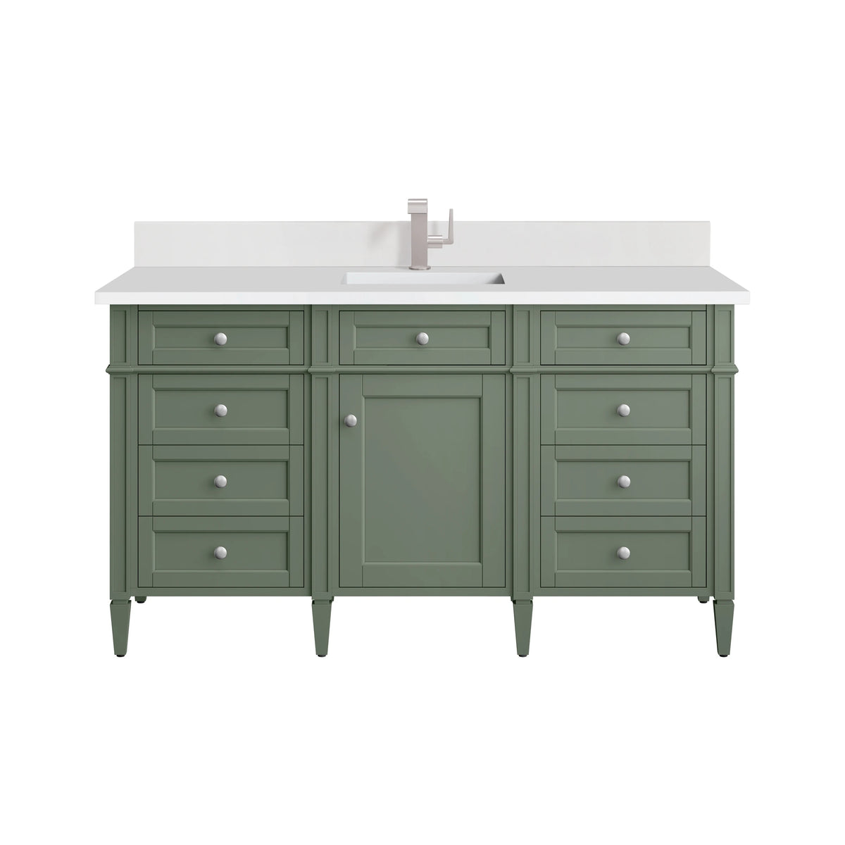 Brittany 60" Single Vanity, Smokey Celadon w/ Single Hole 3 CM White Zeus Top & Backsplash