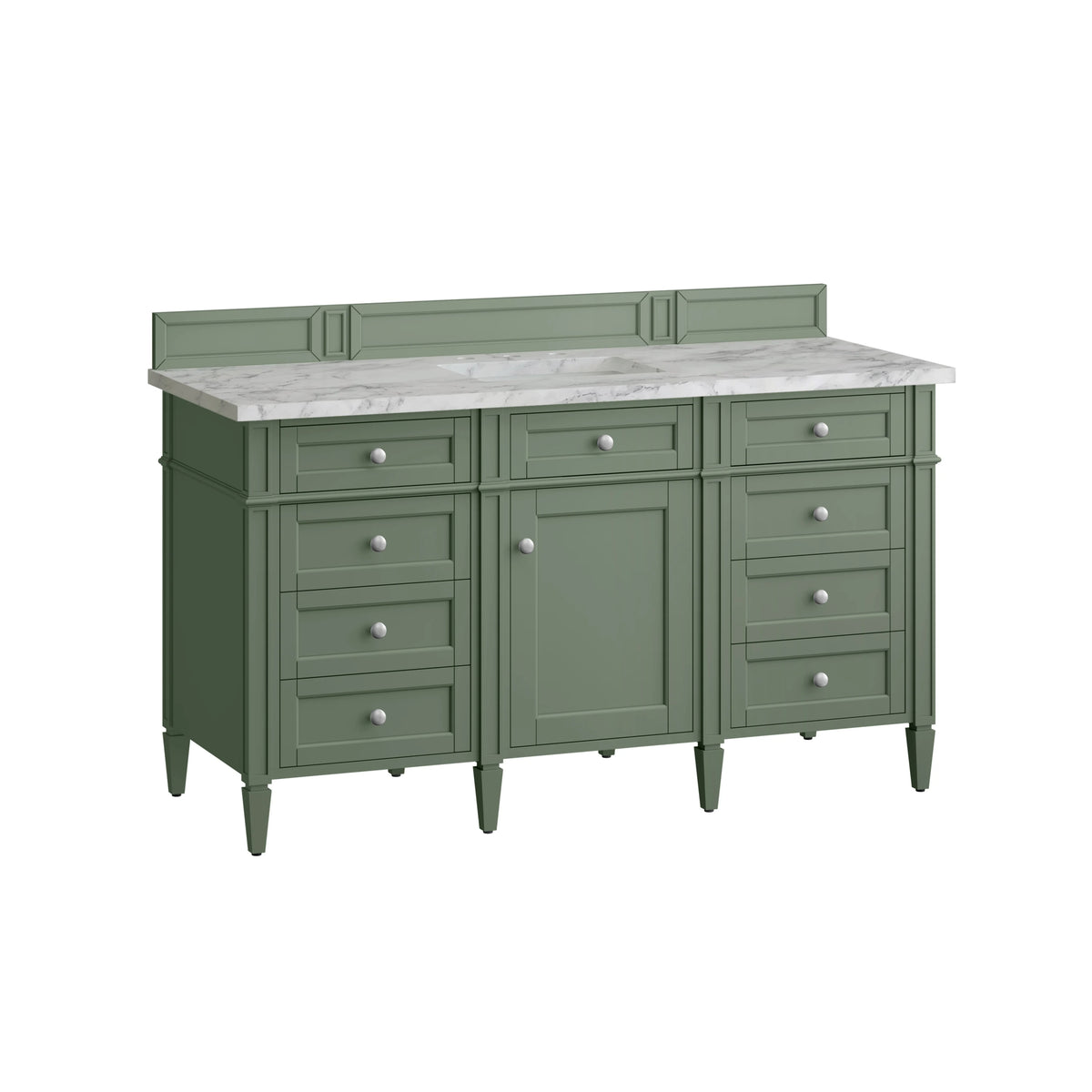 Brittany 60" Single Vanity, Smokey Celadon w/ 3 CM Carrara Marble Top, view 7