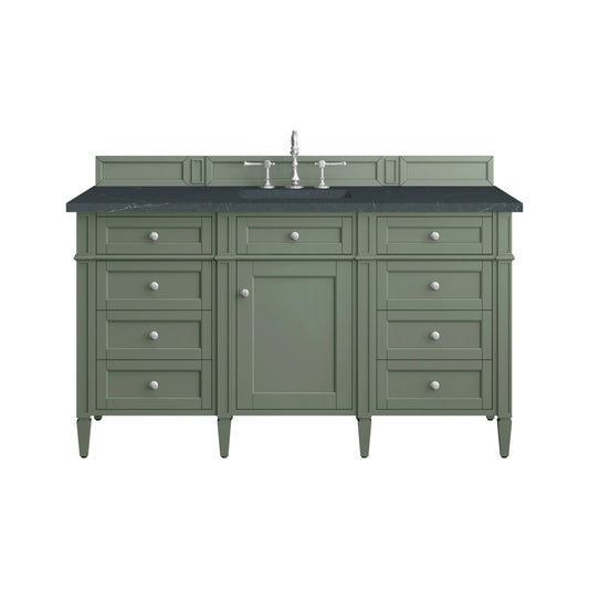 Brittany 60" Single Vanity, Smokey Celadon w/ 3 CM Charcoal Soapstone Top