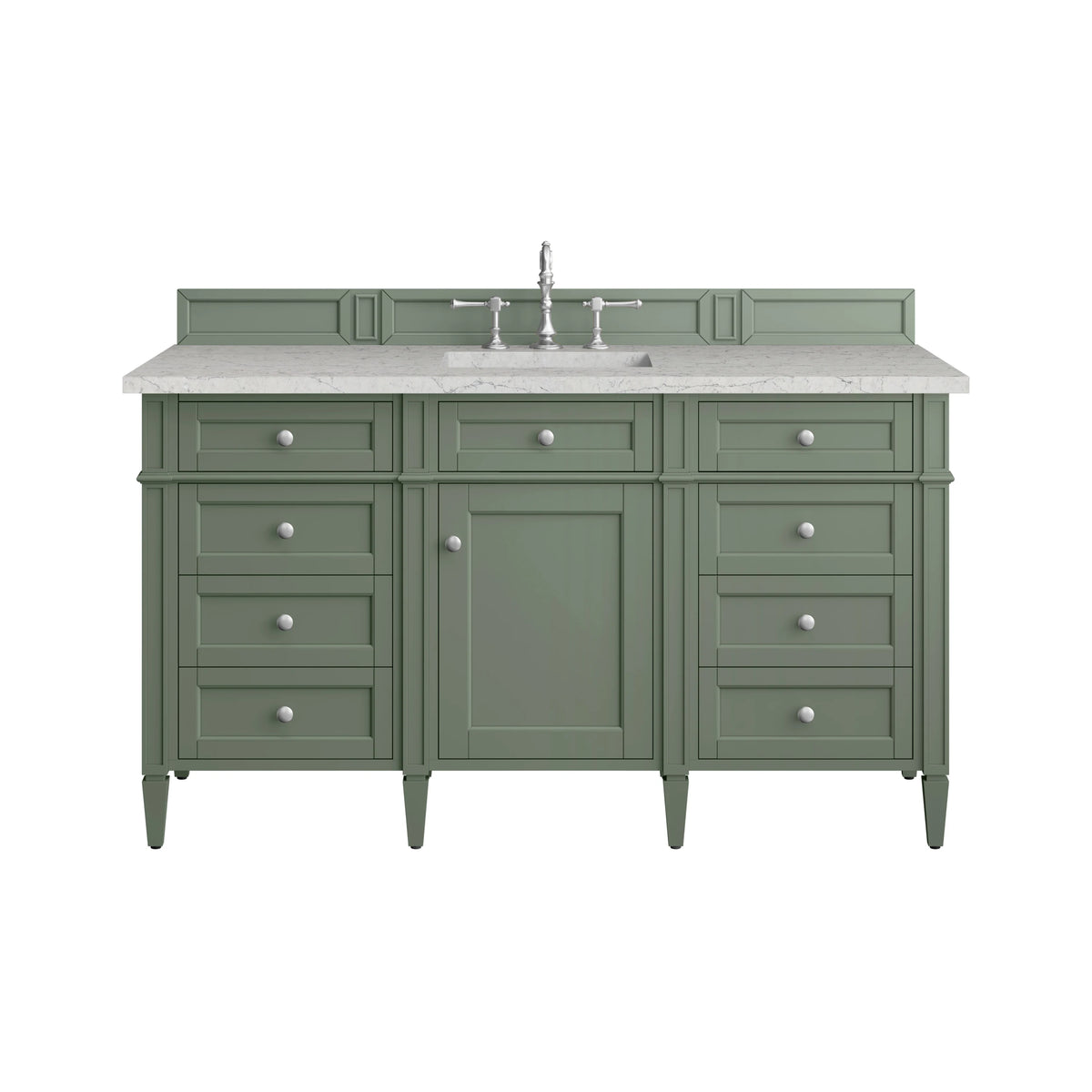 Brittany 60" Single Vanity, Smokey Celadon w/ 3 CM Eternal Jasmine Pearl Top