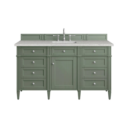 Brittany 60" Single Vanity, Smokey Celadon w/ 3 CM Eternal Jasmine Pearl Top