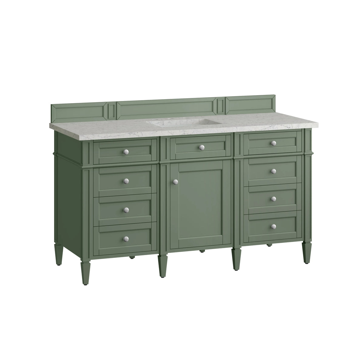 Brittany 60" Single Vanity, Smokey Celadon w/ 3 CM Eternal Jasmine Pearl Top, view 7