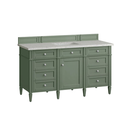 Brittany 60" Single Vanity, Smokey Celadon w/ 3 CM Eternal Jasmine Pearl Top, view 7