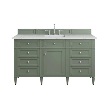 Brittany 60" Single Vanity, Smokey Celadon w/ 3 CM Ethereal Noctis Top