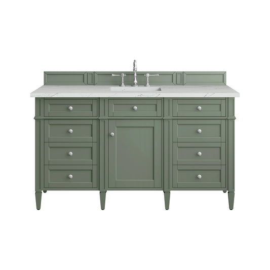 Brittany 60" Single Vanity, Smokey Celadon w/ 3 CM Ethereal Noctis Top