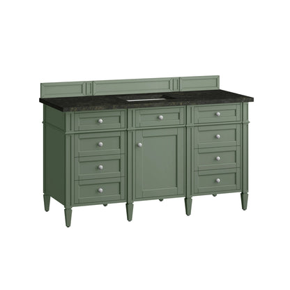Brittany 60" Single Vanity, Smokey Celadon, w/ 3 CM Phantome Eclos Top, view 7