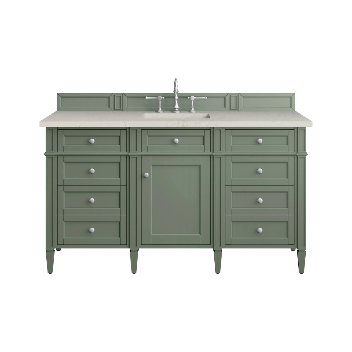Brittany 60" Single Vanity, Smokey Celadon, w/ 3 CM Siberian Silestone Top