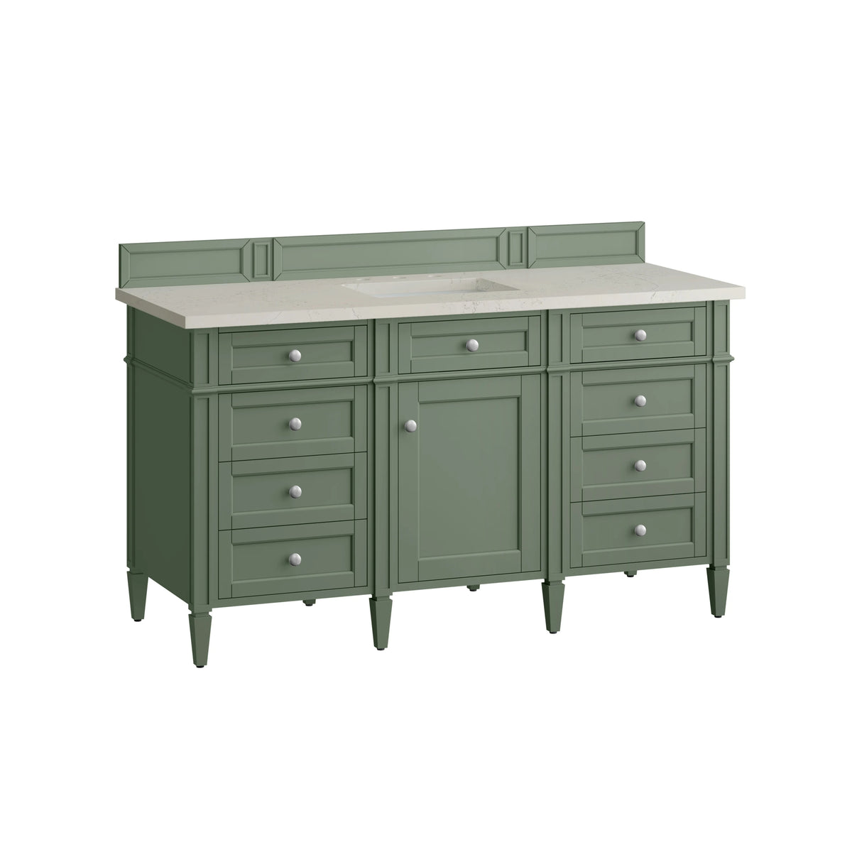 Brittany 60" Single Vanity, Smokey Celadon, w/ 3 CM Siberian Silestone Top, view 7