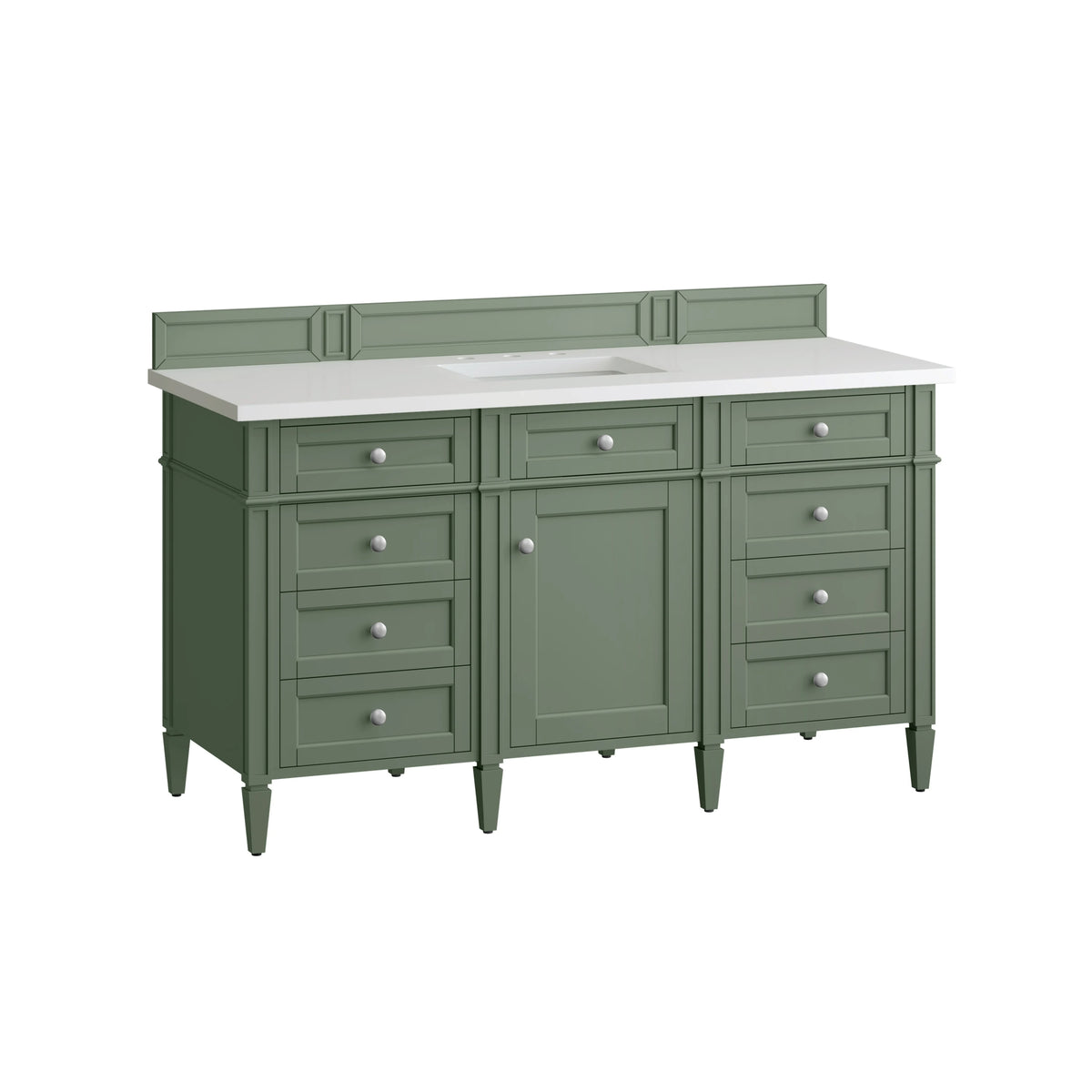 Brittany 60" Single Vanity, Smokey Celadon w/ 3 CM White Zeus Top, view 7