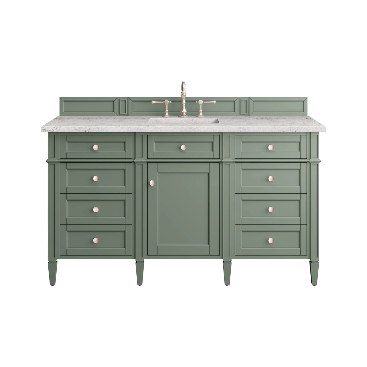 Brittany 60" Single Vanity, Smokey Celadon w/ 3 CM Eternal Jasmine Pearl Top w/FreePower Wireless Charger