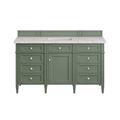 Brittany 60" Single Vanity, Smokey Celadon w/ 3 CM Eternal Jasmine Pearl Top w/FreePower Wireless Charger, view 2