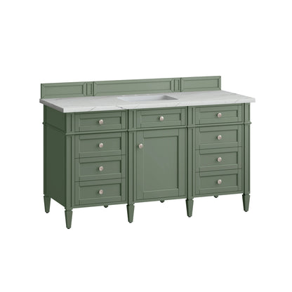 Brittany 60" Single Vanity, Smokey Celadon w/ 3 CM Ethereal Noctis Top w/FreePower Wireless Charger, view 11