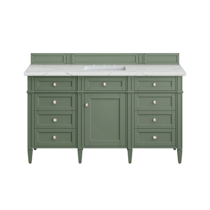 Brittany 60" Single Vanity, Smokey Celadon w/ 3 CM Ethereal Noctis Top w/FreePower Wireless Charger, view 2
