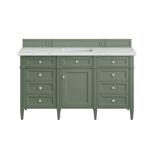 Brittany 60" Single Vanity, Smokey Celadon w/ 3 CM Ethereal Noctis Top w/FreePower Wireless Charger, view 2