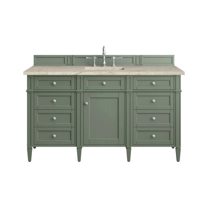 Brittany 60" Single Vanity, Smokey Celadon, w/ 3 CM Tajnar Eclos Top w/FreePower Wireless Charger