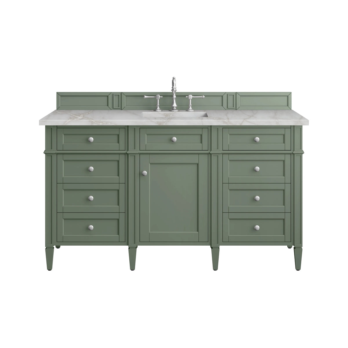 Brittany 60" Single Vanity, Smokey Celadon w/ 3 CM Victorian Silver Top w/FreePower Wireless Charger