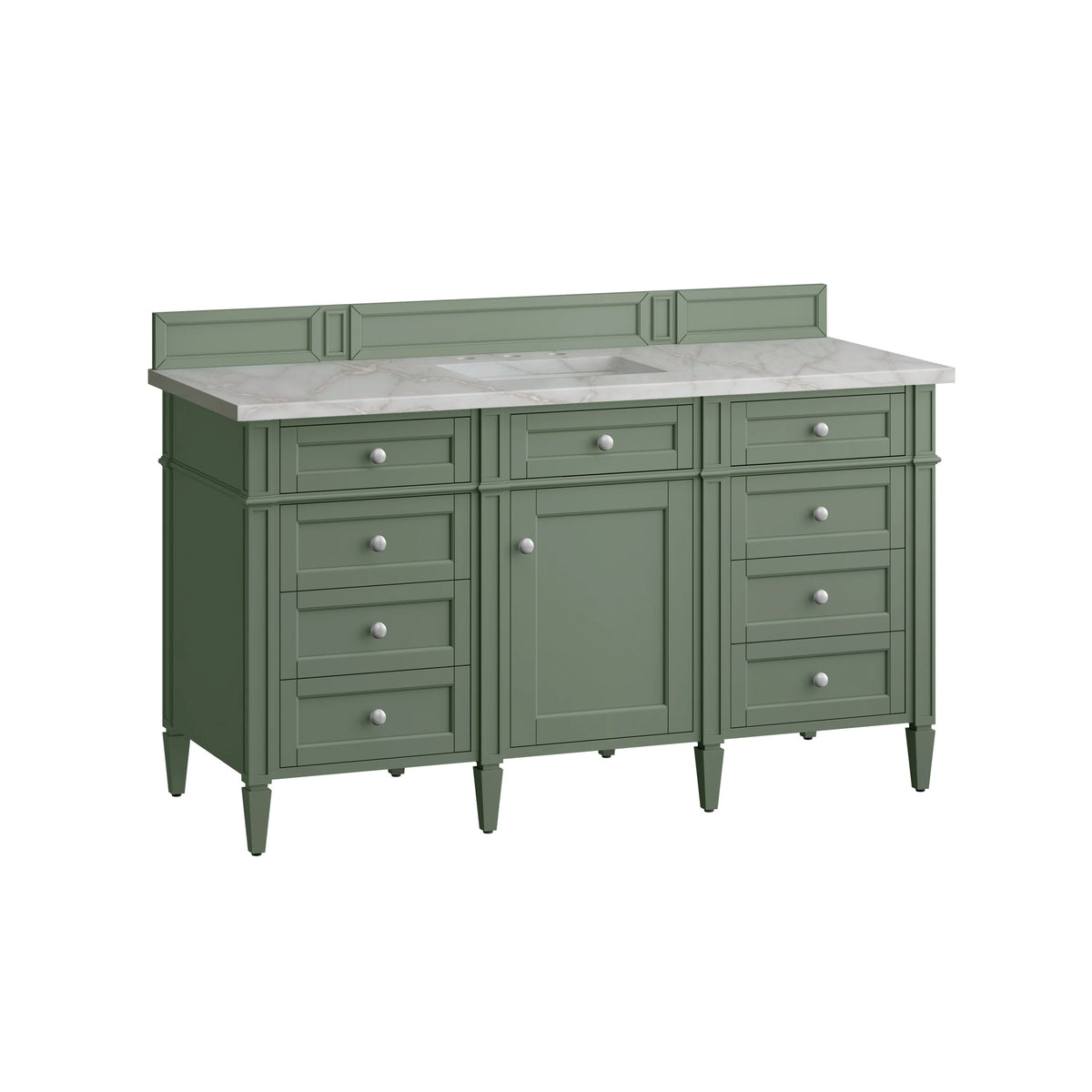Brittany 60" Single Vanity, Smokey Celadon w/ 3 CM Victorian Silver Top w/FreePower Wireless Charger, view 10
