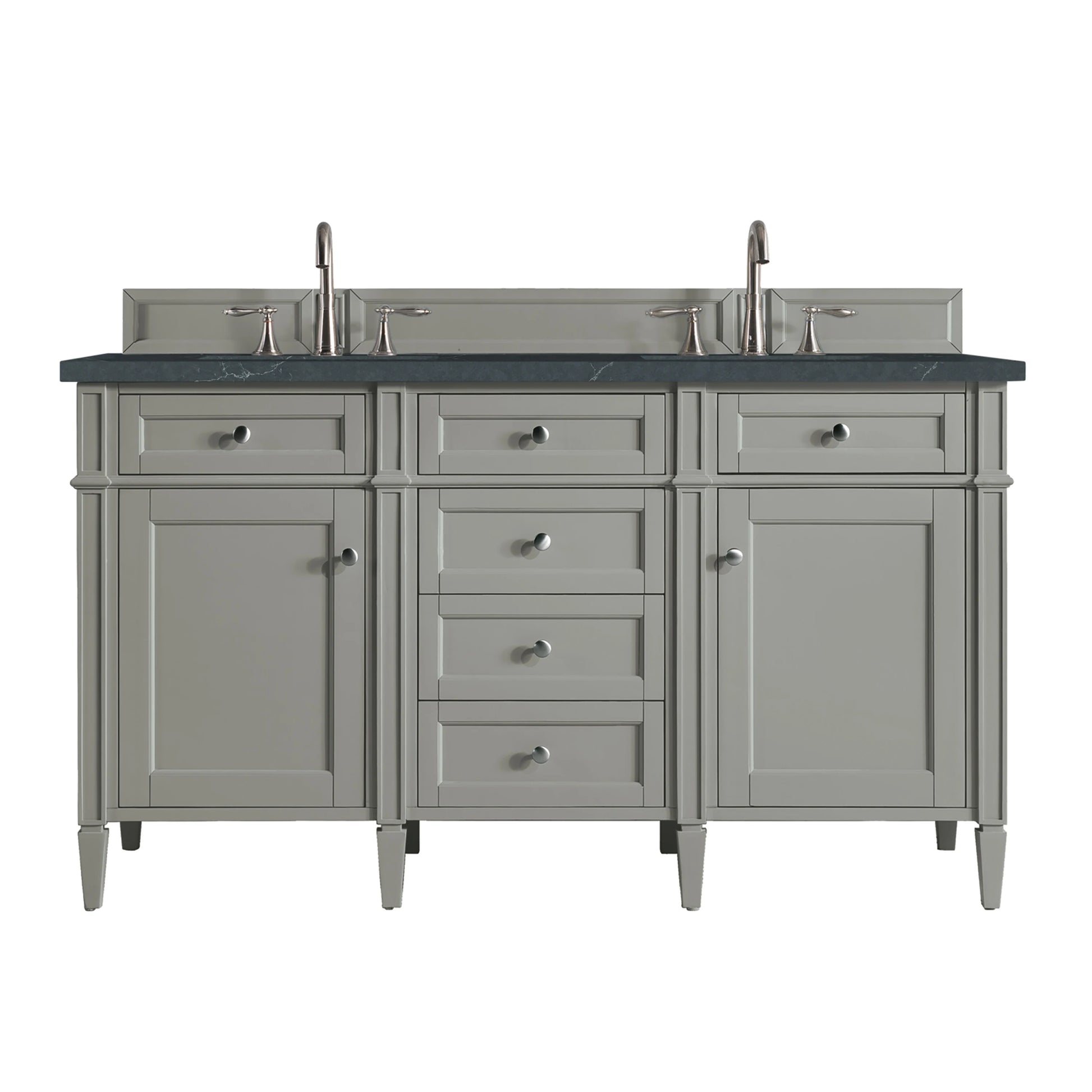 Brittany 60" Double Vanity, Urban Gray w/ 3 CM Charcoal Soapstone Silestone Top