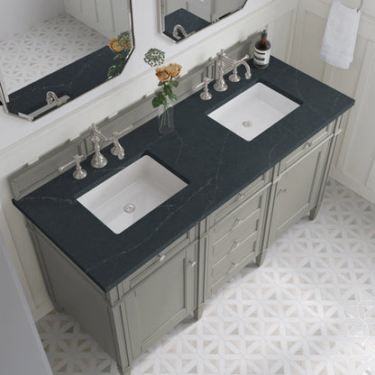 Brittany 60" Double Vanity, Urban Gray w/ 3 CM Charcoal Soapstone Silestone Top, view 7