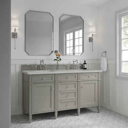Brittany 60" Double Vanity, Urban Gray w/ 3 CM Eternal Jasmine Pearl Silestone Top, view 4