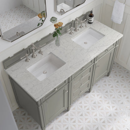 Brittany 60" Double Vanity, Urban Gray w/ 3 CM Eternal Jasmine Pearl Silestone Top, view 7