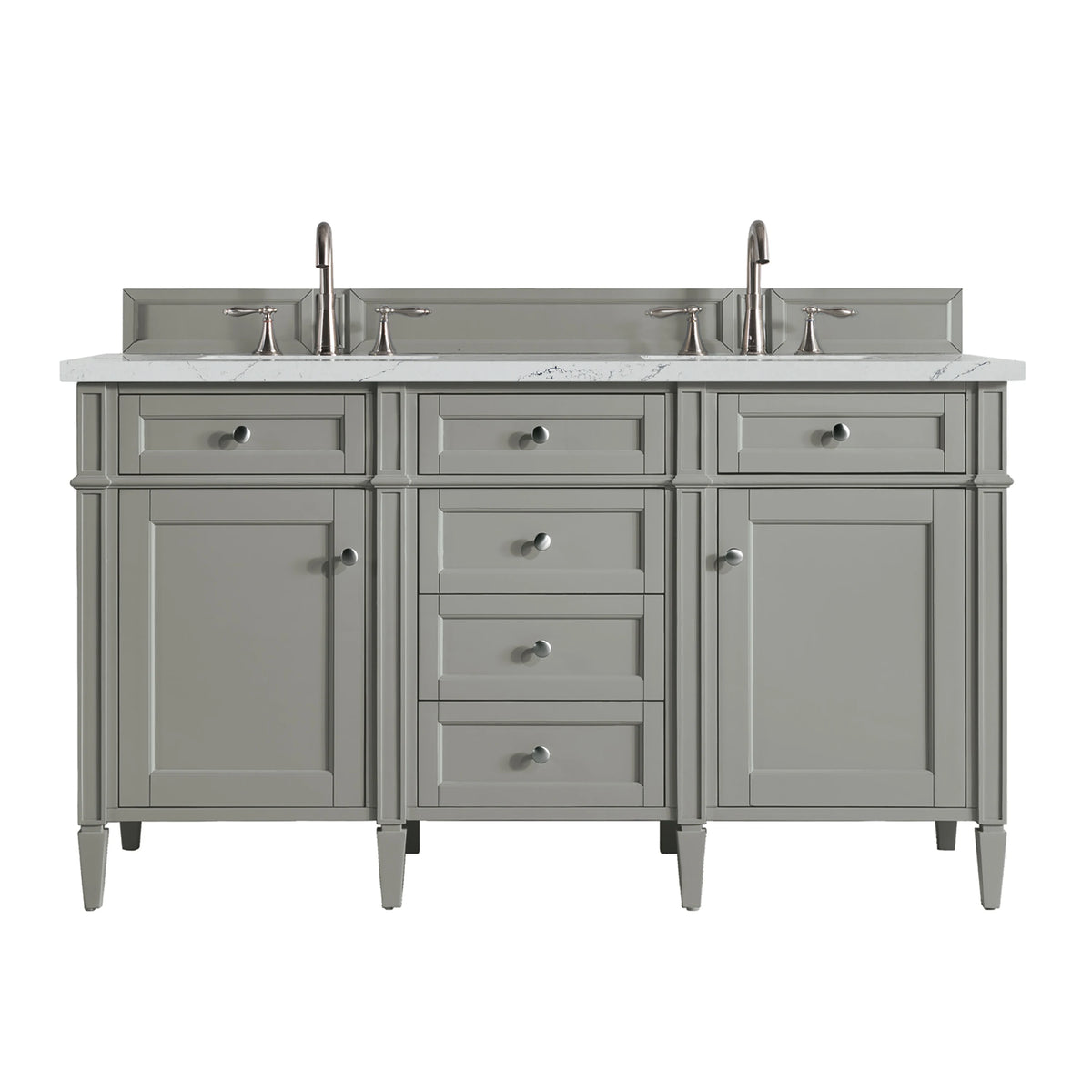 Brittany 60" Double Vanity, Urban Gray w/ 3 CM Ethereal Noctis Silestone Top