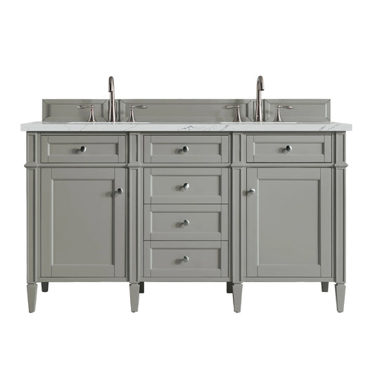 Brittany 60" Double Vanity, Urban Gray w/ 3 CM Ethereal Noctis Silestone Top