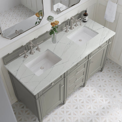 Brittany 60" Double Vanity, Urban Gray w/ 3 CM Ethereal Noctis Silestone Top, view 7