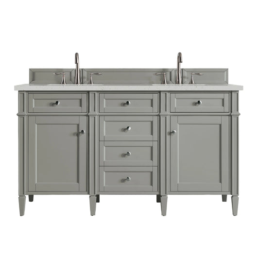 Brittany 60" Double Vanity, Urban Gray w/ 3 CM Lime Delight Silestone Top