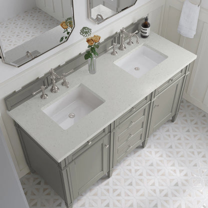 Brittany 60" Double Vanity, Urban Gray w/ 3 CM Lime Delight Silestone Top, view 7