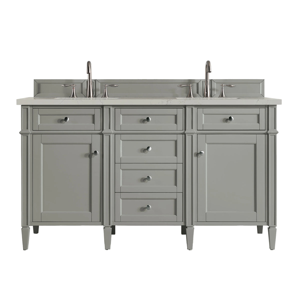 Brittany 60" Double Vanity, Urban Gray, w/ 3 CM Siberian Silestone Top