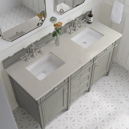 Brittany 60" Double Vanity, Urban Gray, w/ 3 CM Siberian Silestone Top, view 6