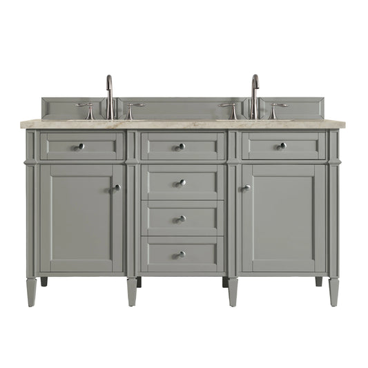 Brittany 60" Double Vanity, Urban Gray, w/ 3 CM Tajnar Eclos Top