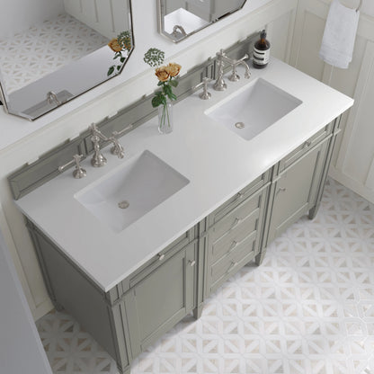 Brittany 60" Double Vanity, Urban Gray w/ 3 CM White Zeus Silestone Top, view 5