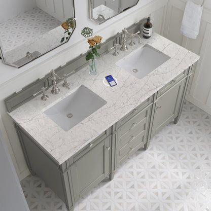 Brittany 60" Double Vanity, Urban Gray w/ 3 CM Eternal Jasmine Pearl Silestone Top w/FreePower Wireless Charger, view 10