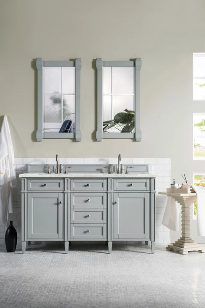 Brittany 60" Double Vanity, Urban Gray w/ 3 CM Eternal Jasmine Pearl Silestone Top w/FreePower Wireless Charger, view 6