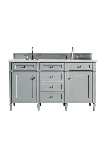 Brittany 60" Double Vanity, Urban Gray w/ 3 CM Ethereal Noctis Silestone Top w/FreePower Wireless Charger