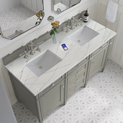 Brittany 60" Double Vanity, Urban Gray w/ 3 CM Ethereal Noctis Silestone Top w/FreePower Wireless Charger, view 10