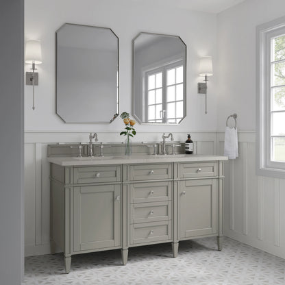 Brittany 60" Double Vanity, Urban Gray, w/ 3 CM Siberian Silestone Top w/FreePower Wireless Charger, view 6