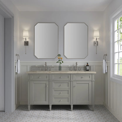 Brittany 60" Double Vanity, Urban Gray, w/ 3 CM Tajnar Eclos Top w/FreePower Wireless Charger, view 5