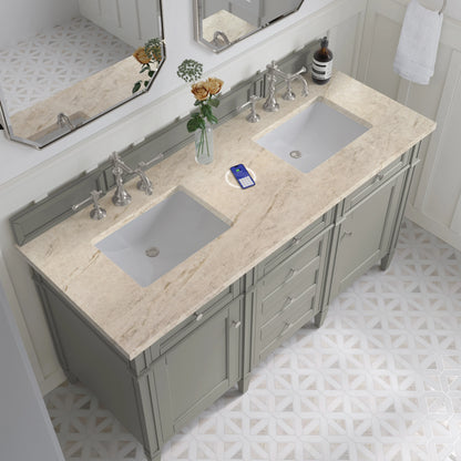 Brittany 60" Double Vanity, Urban Gray, w/ 3 CM Tajnar Eclos Top w/FreePower Wireless Charger, view 8