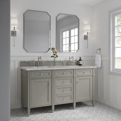 Brittany 60" Double Vanity, Urban Gray w/ 3 CM Victorian Silver Silestone Top w/FreePower Wireless Charger, view 7