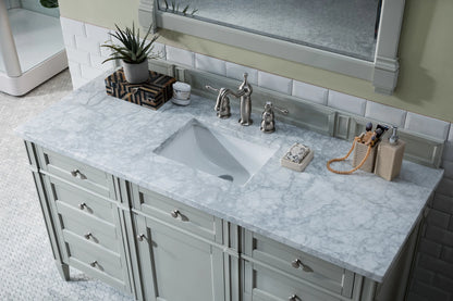 Brittany 60" Single Vanity, Urban Gray w/ 3 CM Carrara Marble Top, view 6