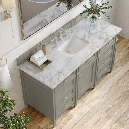 Brittany 60" Single Vanity, Urban Gray w/ 3 CM Carrara Marble Top, view 8