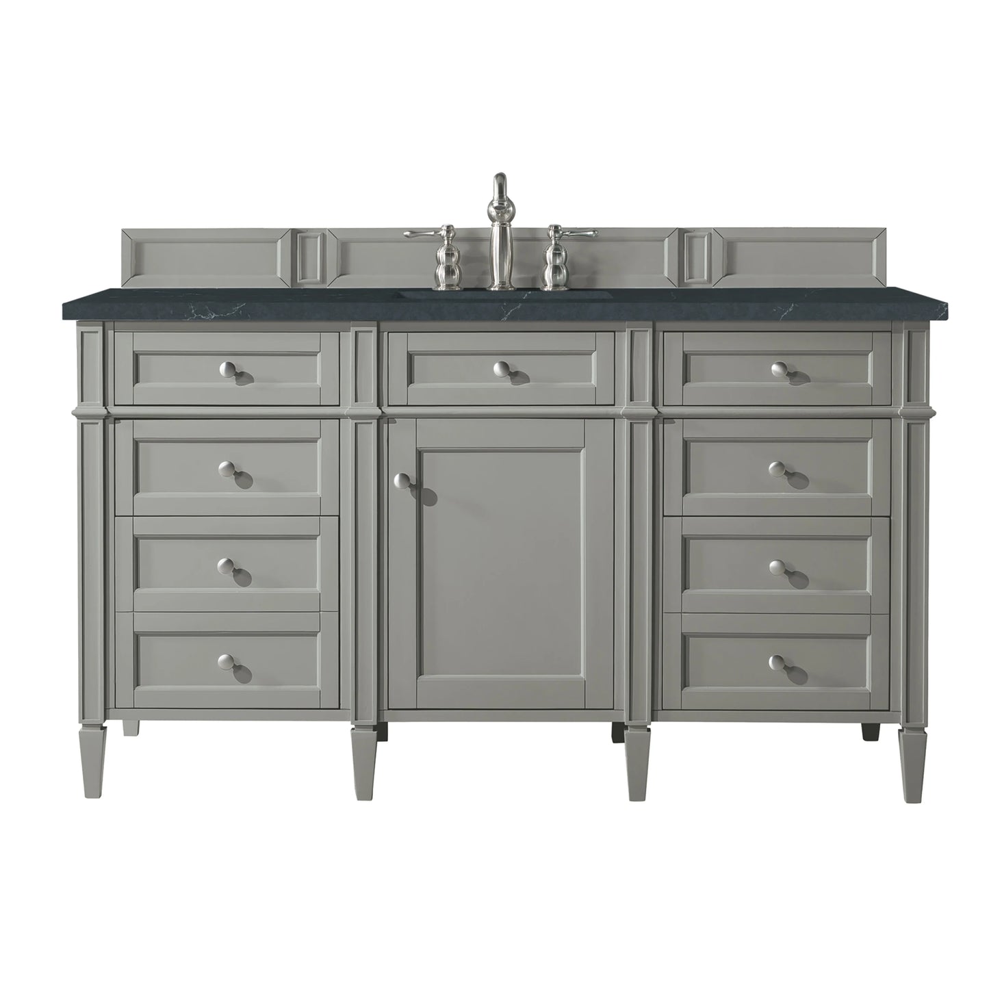 Brittany 60" Single Vanity, Urban Gray w/ 3 CM Charcoal Soapstone Silestone Top