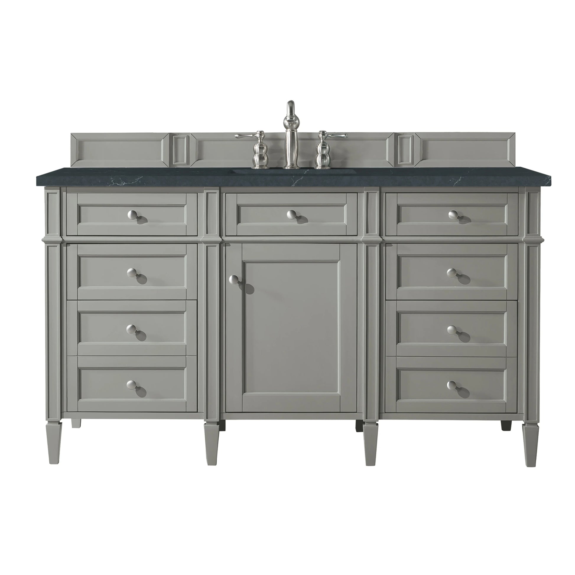Brittany 60" Single Vanity, Urban Gray w/ 3 CM Charcoal Soapstone Silestone Top