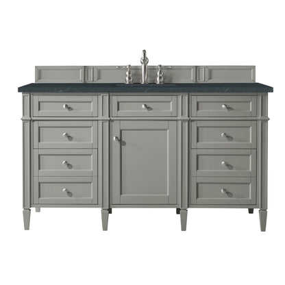 Brittany 60" Single Vanity, Urban Gray w/ 3 CM Charcoal Soapstone Silestone Top