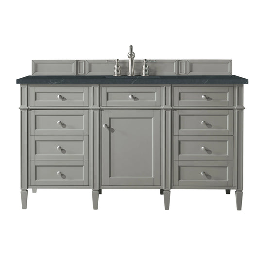 Brittany 60" Single Vanity, Urban Gray w/ 3 CM Charcoal Soapstone Silestone Top
