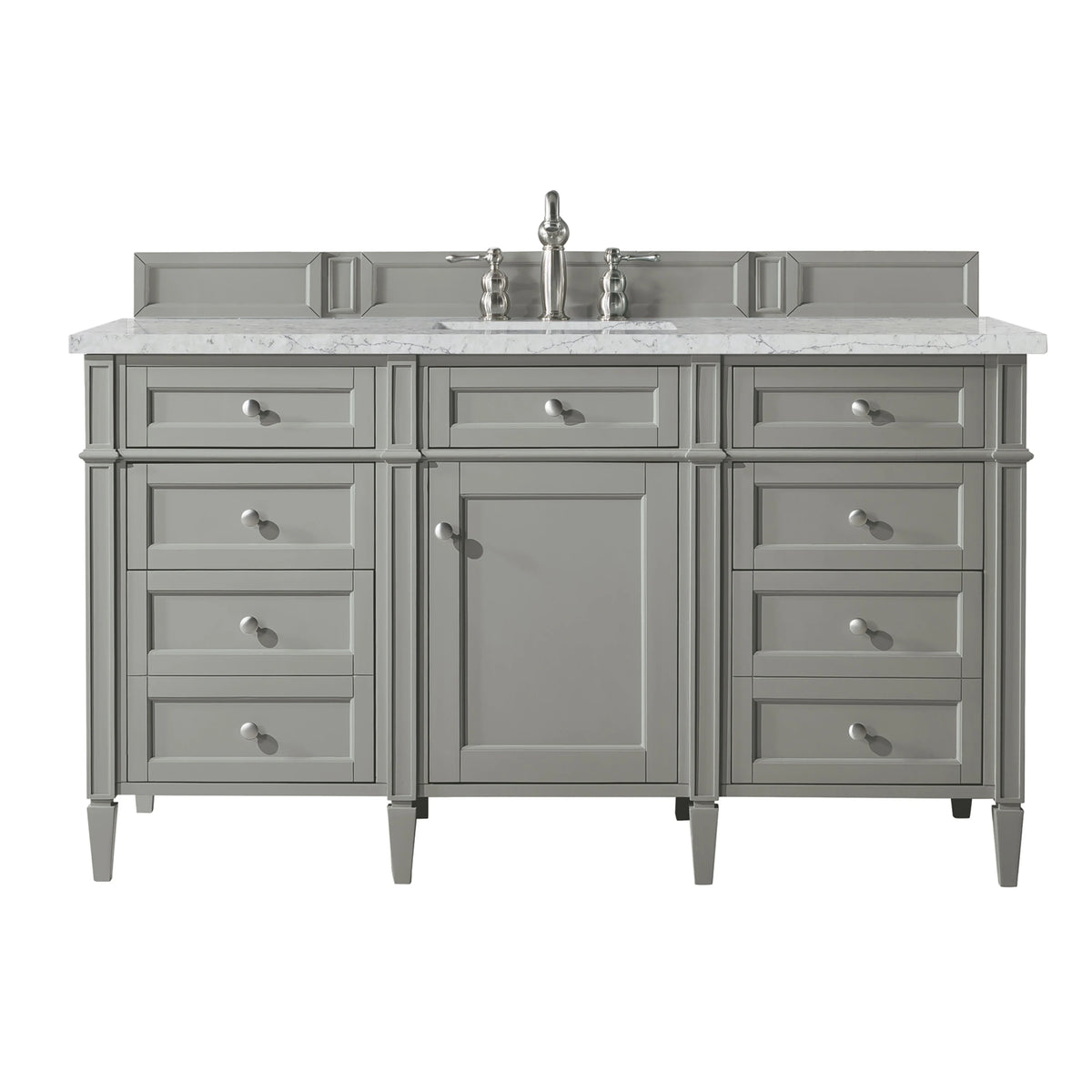Brittany 60" Single Vanity, Urban Gray w/ 3 CM Eternal Jasmine Pearl Silestone Top