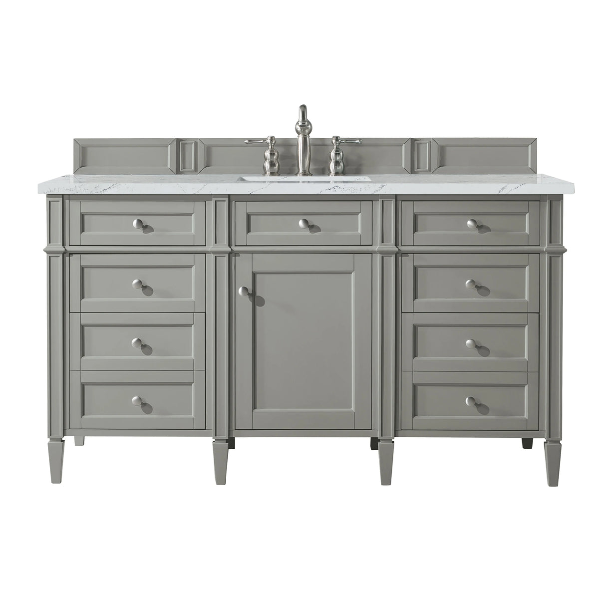 Brittany 60" Single Vanity, Urban Gray w/ 3 CM Ethereal Noctis Silestone Top